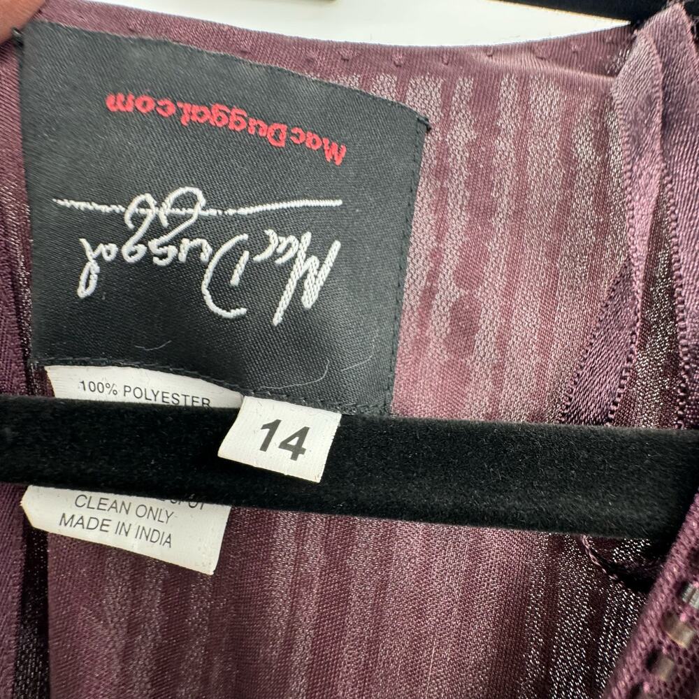 Mac Duggal 4977 Sequined & Bead Plunging V-Neck Mulberry Gown SZ 14 NWT - Picture 12 of 12